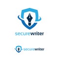 Secure writer logo design template Royalty Free Stock Photo