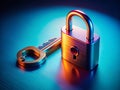 Secure Your Assets with an Isometric Lock and Key Security System 3D Visualization of Advanced Access Control