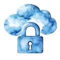 Secure Your Data With This Artistic Blue Cloud Lock Image Royalty Free Stock Photo