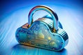 Secure Your Digital World Advanced Cloud Security Technology Shown Through Macro Photography of a Digital Lock Royalty Free Stock Photo