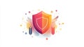 Secure Your Future with a Digital Fortress Concept Featuring a Colorful Shield of Shapes and Lines for Advanced Technology