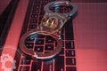 Secure your online data concept with handcuff on keyboard