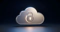 Metallic Cloud Security Icon: Advanced Digital Data Protection and Privacy for Modern Business Needs. Royalty Free Stock Photo