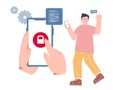Secured access locked from mobile smartphone digital privacy authentication protect from hacking