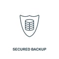 Secured Backup outline icon. Thin line style from big data icons collection. Pixel perfect simple element secured backup icon for