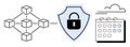 Secured Blockchain Network Linked with Cloud Calendar System for Data Protection and Scheduling Royalty Free Stock Photo
