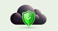 Secured cloud computing digital shield icon symbolizing data protection and online safety for information technology Royalty Free Stock Photo