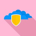 Secured cloud data icon, flat style