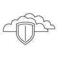 Secured cloud data icon, outline style Royalty Free Stock Photo