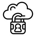 Secured cloud data icon outline vector. Cyber crime