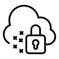 Secured cloud icon, outline style