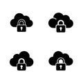 Secured Cloud Lock Cyber Storage Safety Solid Icon Royalty Free Stock Photo