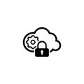 Secured Cloud Processing Icon. Flat Design