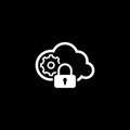 Secured Cloud Processing Icon. Flat Design.