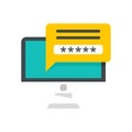 Secured computer password icon flat isolated vector