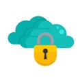 Secured data cloud icon flat isolated vector Royalty Free Stock Photo