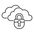 Secured data cloud icon, outline style Royalty Free Stock Photo
