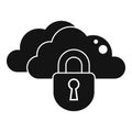 Secured data cloud icon, simple style Royalty Free Stock Photo