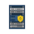 Secured Data Server Rack Flat Illustration Royalty Free Stock Photo