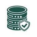 Secured Database Server Icon with Shield and Checkmark for Data Protection Royalty Free Stock Photo