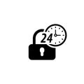 Secured 24-hour Icon. Flat Design