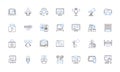 Secured information line icons collection. Encryption, Privacy, Confidentiality, Firewall, Authentication, Access, Vault