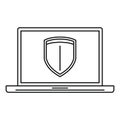 Secured laptop icon, outline style Royalty Free Stock Photo