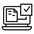 Secured laptop icon outline vector. Factor code login