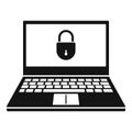 Secured laptop icon, simple style Royalty Free Stock Photo