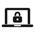 Secured laptop icon simple vector. Cipher data