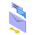 Secured mail icon isometric vector. Vpn network