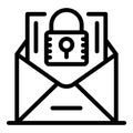 Secured mail icon, outline style