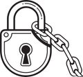 Secured Padlock with Chain Outline Vector for Safety Illustrations and Protection Concepts Royalty Free Stock Photo