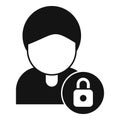 Secured person identity icon simple vector. Stop theft