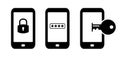 Secured smartphone login security vector icon Royalty Free Stock Photo