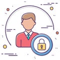 Secured user profile icon illustration. Privacy protection. Data safety and security concept Royalty Free Stock Photo