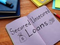 Secured vs Unsecured Loans is shown on the conceptual business photo Royalty Free Stock Photo