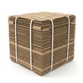 Securely bundled stack of corrugated cardboard sheets ready for shipping Royalty Free Stock Photo