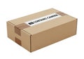 Securely shipped package containing delicate camera equipment ready for delivery Royalty Free Stock Photo