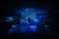 Securing Digital Identity: Abstract cyber security fingerprint, Generative AI
