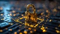 Securing the Digital Realm: Cybersecurity with a Golden Touch. Concept Data Protection, Cyber Royalty Free Stock Photo