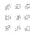 Securing home and business linear icons set