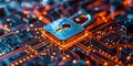 Securing Network Access with a Digital Padlock to Protect Against Cyber Attacks. Concept