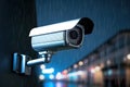 Securing the Urban Landscape Modern City Surveillance Camera Keeping Watch. created with Generative AI