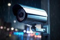 Securing the Urban Landscape Modern City Surveillance Camera Keeping Watch. created with Generative AI