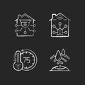 Securing your smart home chalk white icons set on black background