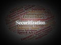 Securitization Word Cloud. Core Concepts in Threat Construction and Emergency Governance Royalty Free Stock Photo