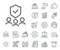 Security agency line icon. Body guard sign. Salaryman, gender equality and alert bell. Vector