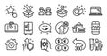 Security app, Paint brush and Spanner line icons set. Vector
