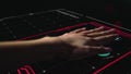 Security biometrical scanner denying hacker access verifying person hand closeup